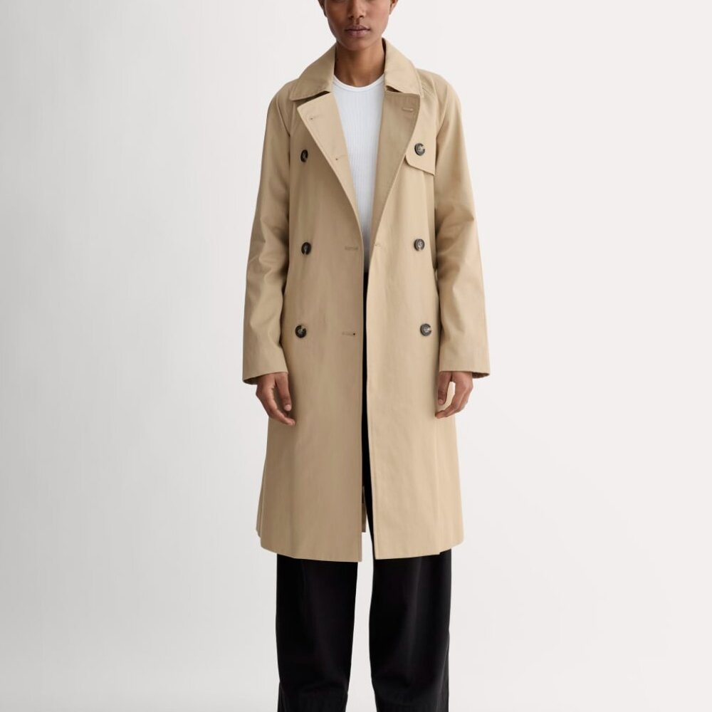 Everlane Women's Modern Trench Coat in Khaki, Size Medium, Cotton/Polyester